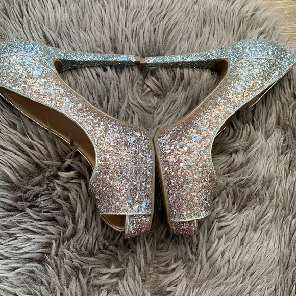 Marc Fisher Peep Toe Platform Sparkle Sequins Pump Heel sz 8 1/2 - Picture 4 of 6